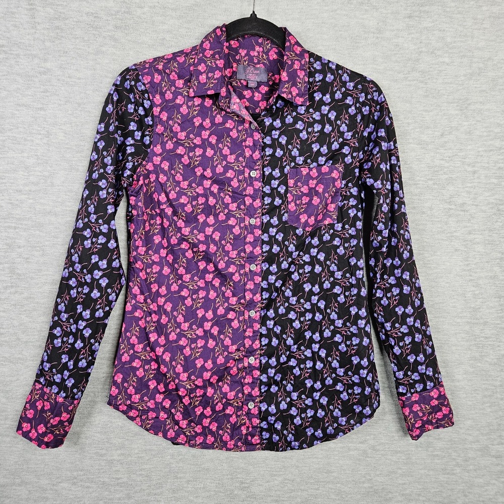 J.Crew Liberty Print Slim Perfect Button up Purple Shirt Size 00